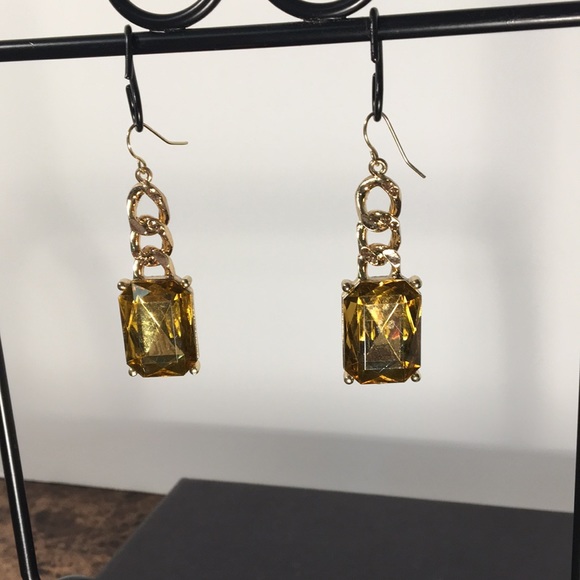 Large Gold Rhinestone Earrings - Picture 5 of 9